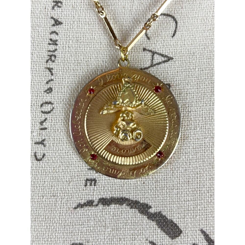 B11 Kramer Vintage Necklace I Love You Medallion Angel Heart - Picture 6 of 13